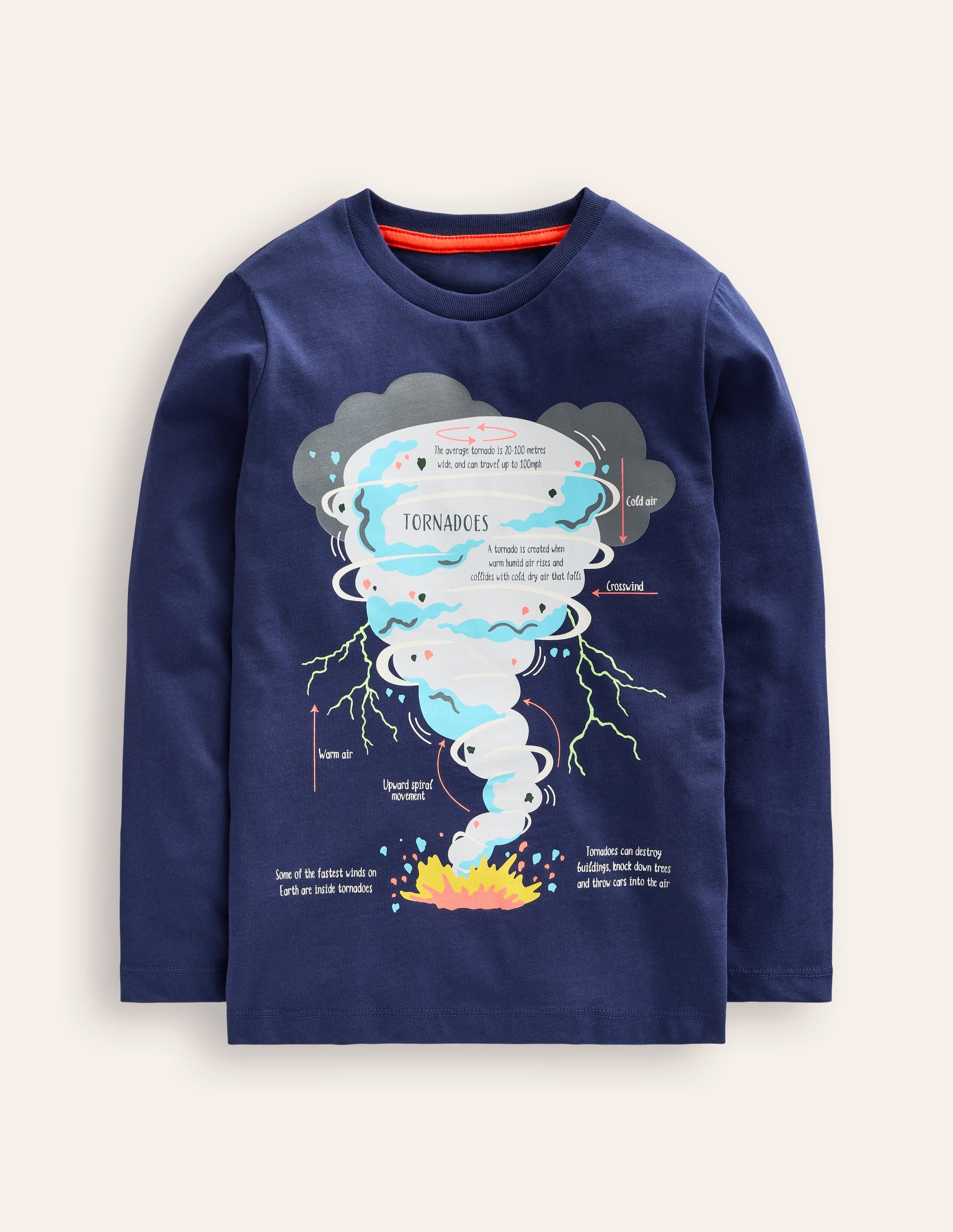 T-shirt phosphorescent-Tornade bleu marine universitaire - Image 1