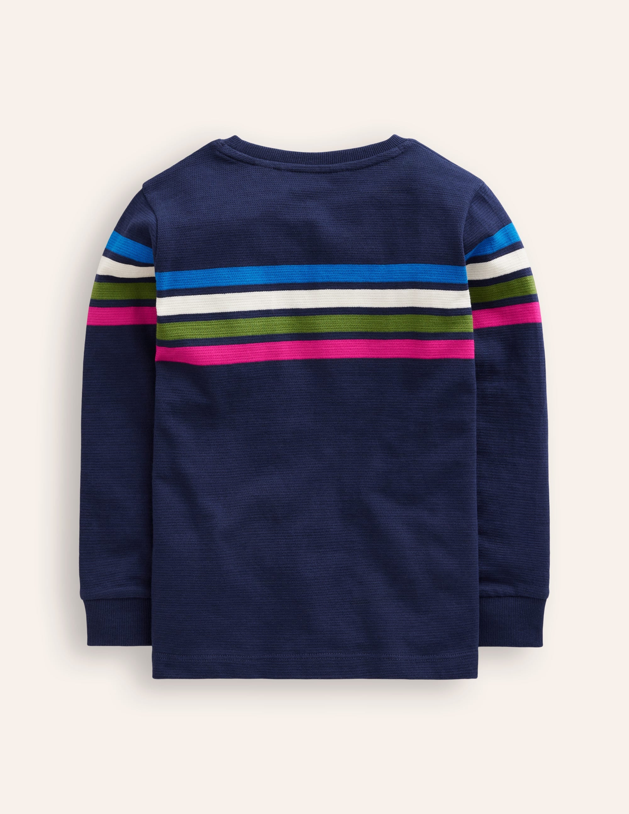 T-shirt texturé-Rayures poitrine bleu marine universitaire - Image 2