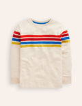 T-shirt texturé-Rayures poitrine avoine chiné