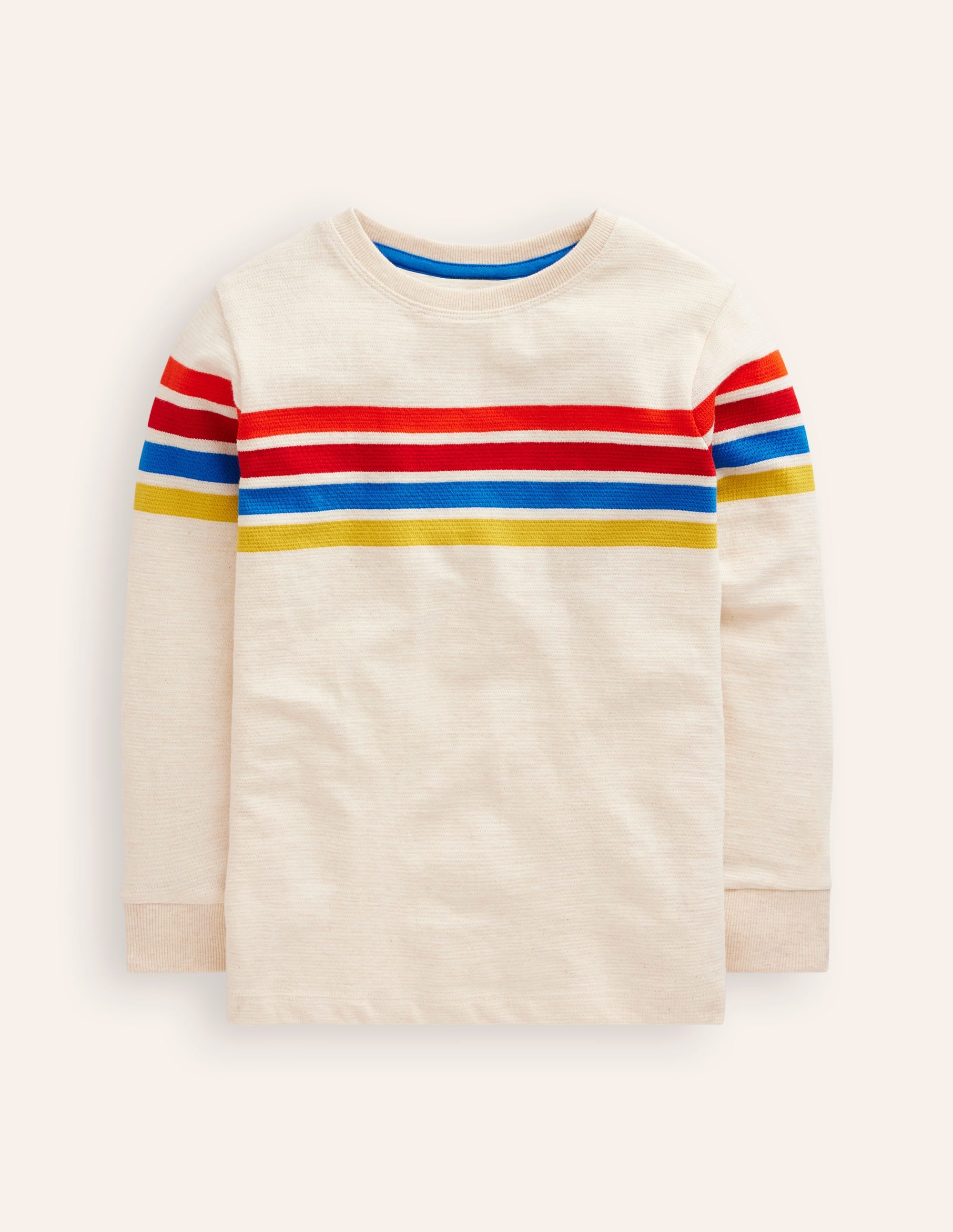 T-shirt texturé-Rayures poitrine avoine chiné - Image 1