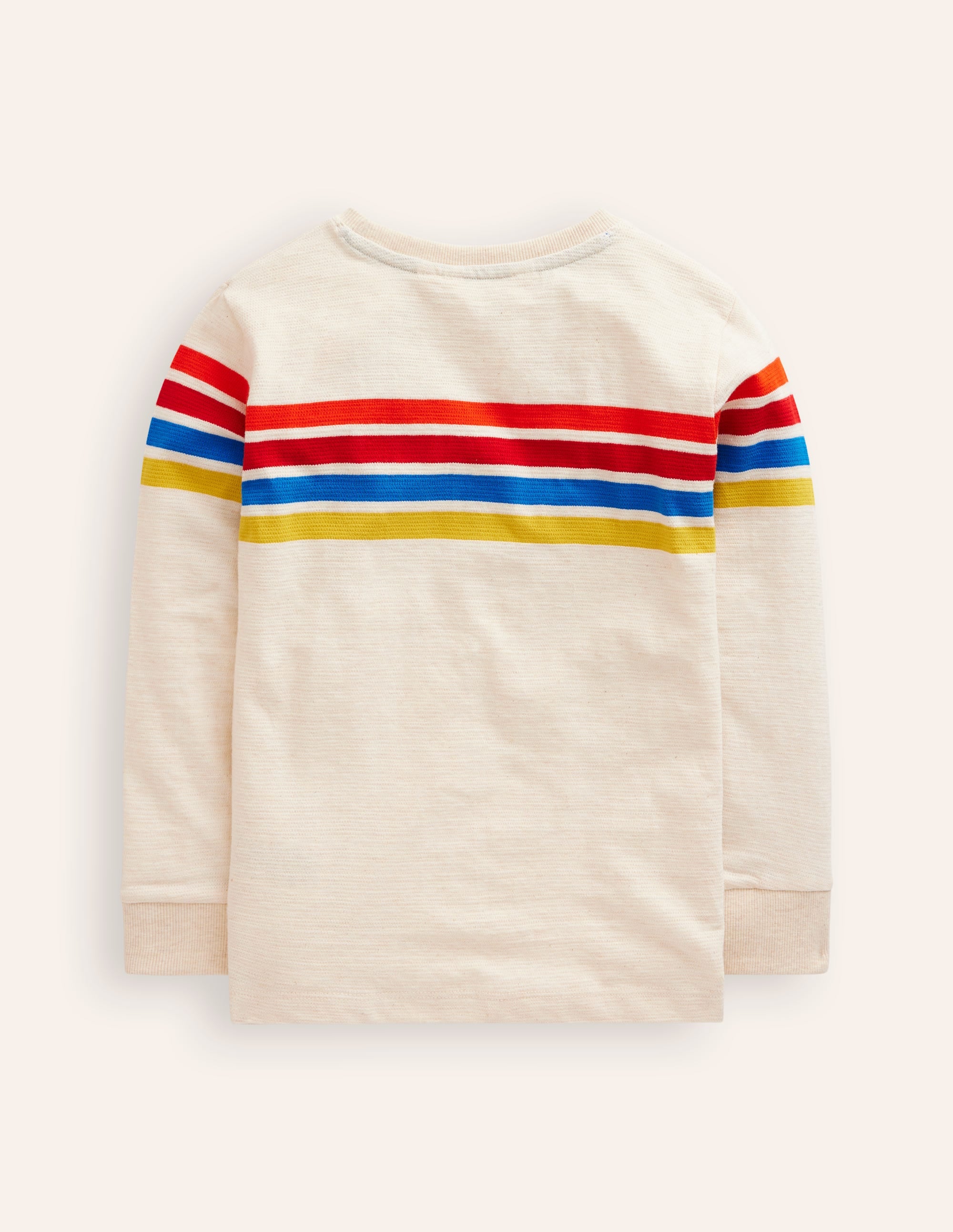 T-shirt texturé-Rayures poitrine avoine chiné - Image 2