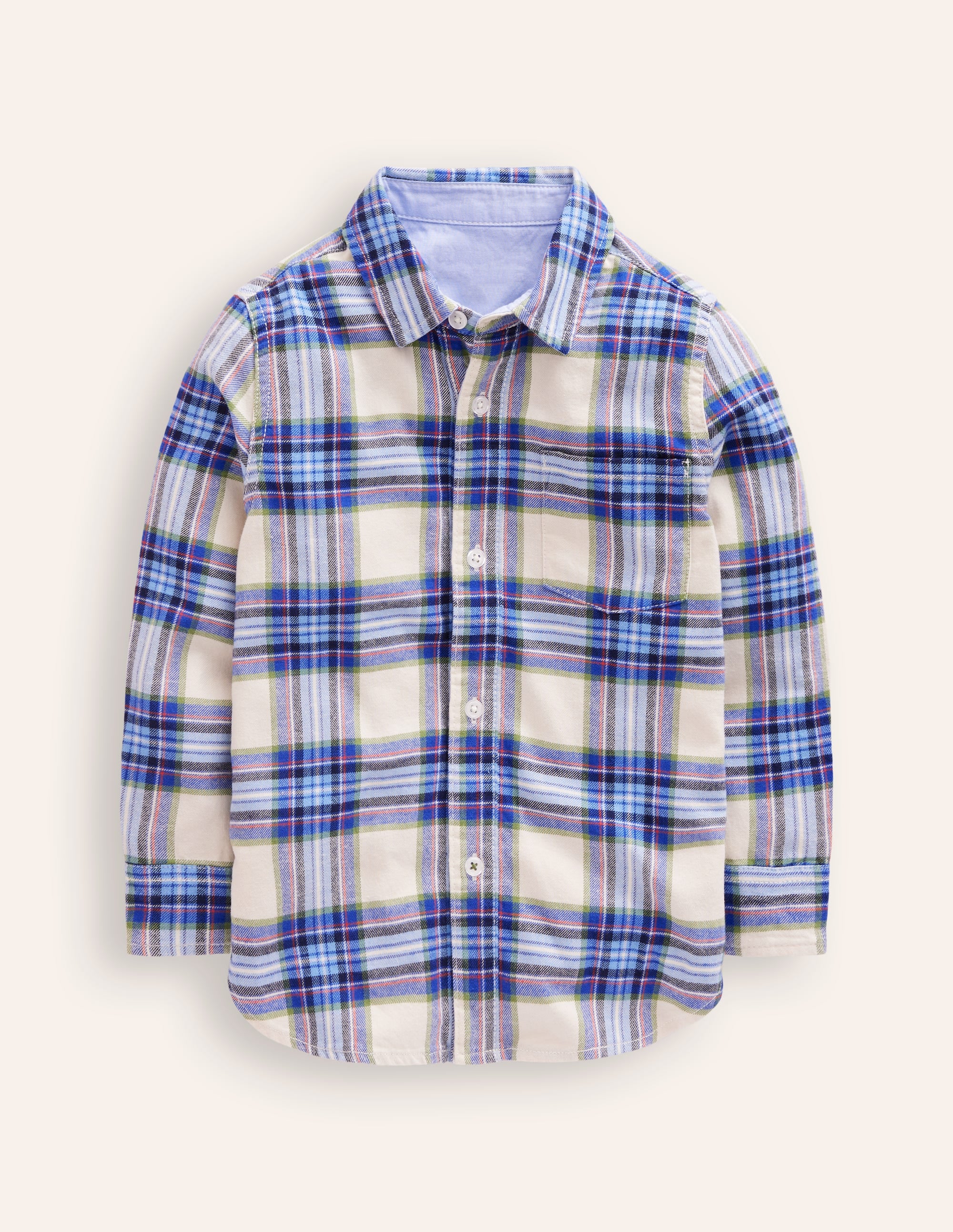 Chemise cosy à carreaux en coton-Carreaux bleu clair - Image 1