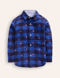 Chemise cosy à carreaux en coton-Champignon brodé à carreaux