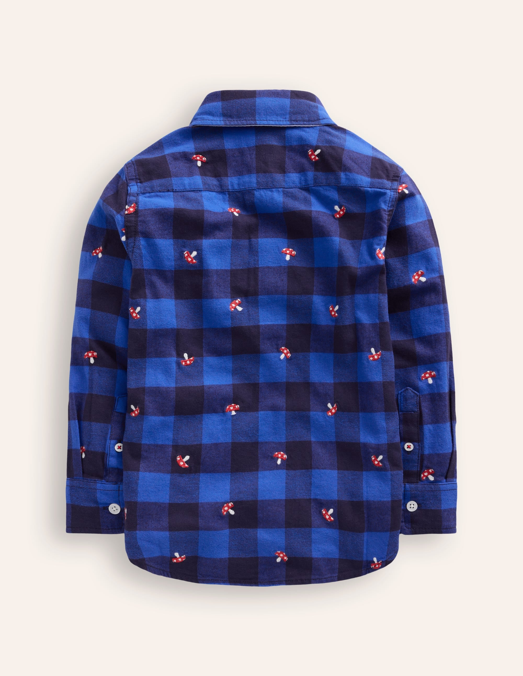 Chemise cosy à carreaux en coton-Champignon brodé à carreaux - Image 2