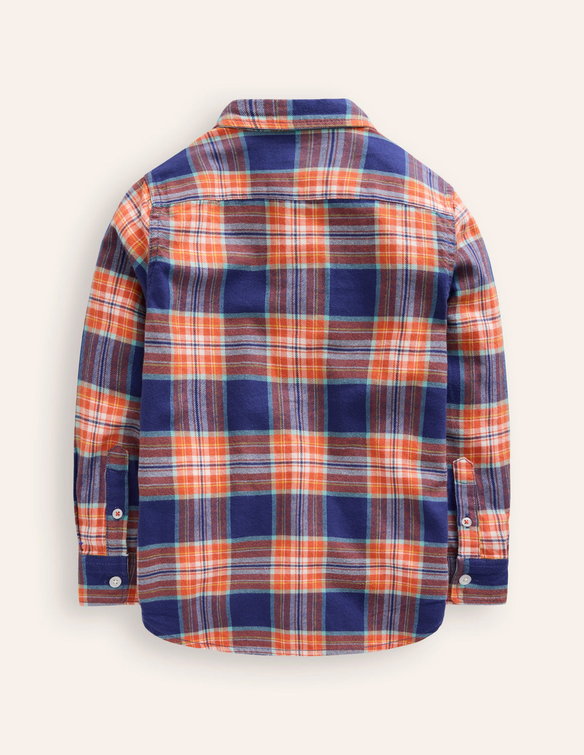 Kuscheliges Baumwollhemd mit Karomuster-Steuerbordblau/Terrakotta-Orange-2