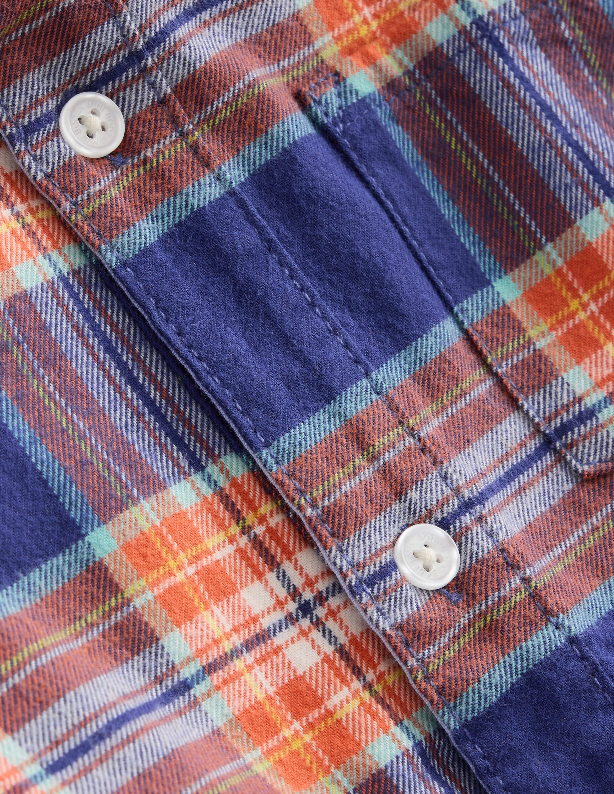 Kuscheliges Baumwollhemd mit Karomuster-Steuerbordblau/Terrakotta-Orange - Image 3