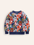 Printed Sweatshirt-Multi Animal Faces