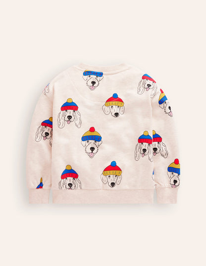 Printed Sweatshirt-oatmeal dude dogs