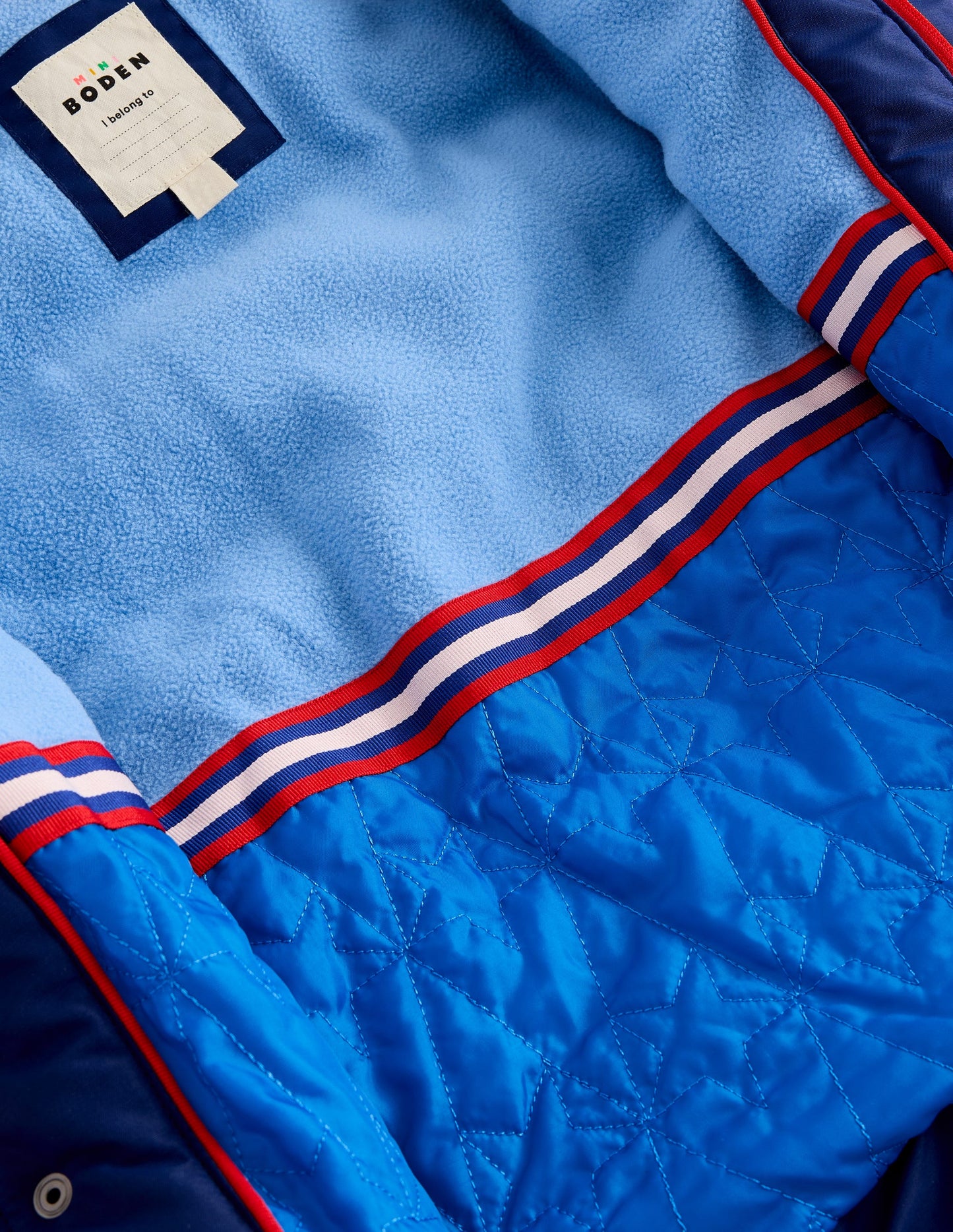 Wattierter Mantel mit Fleecefutter-College Marineblau Blockfarben