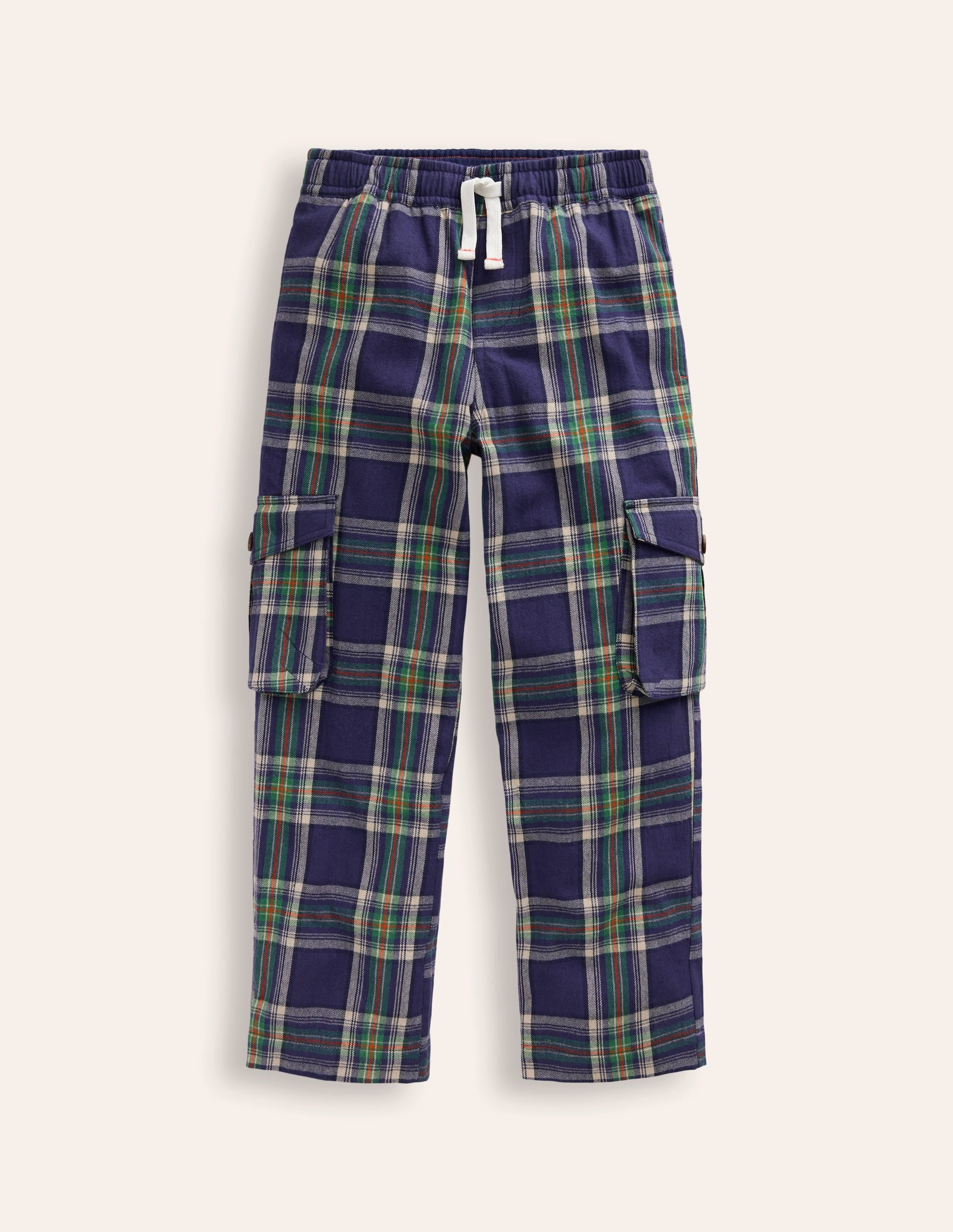 Kuschelige, gefütterte Cargohose-Marineblau / Grün Karo - Image 1