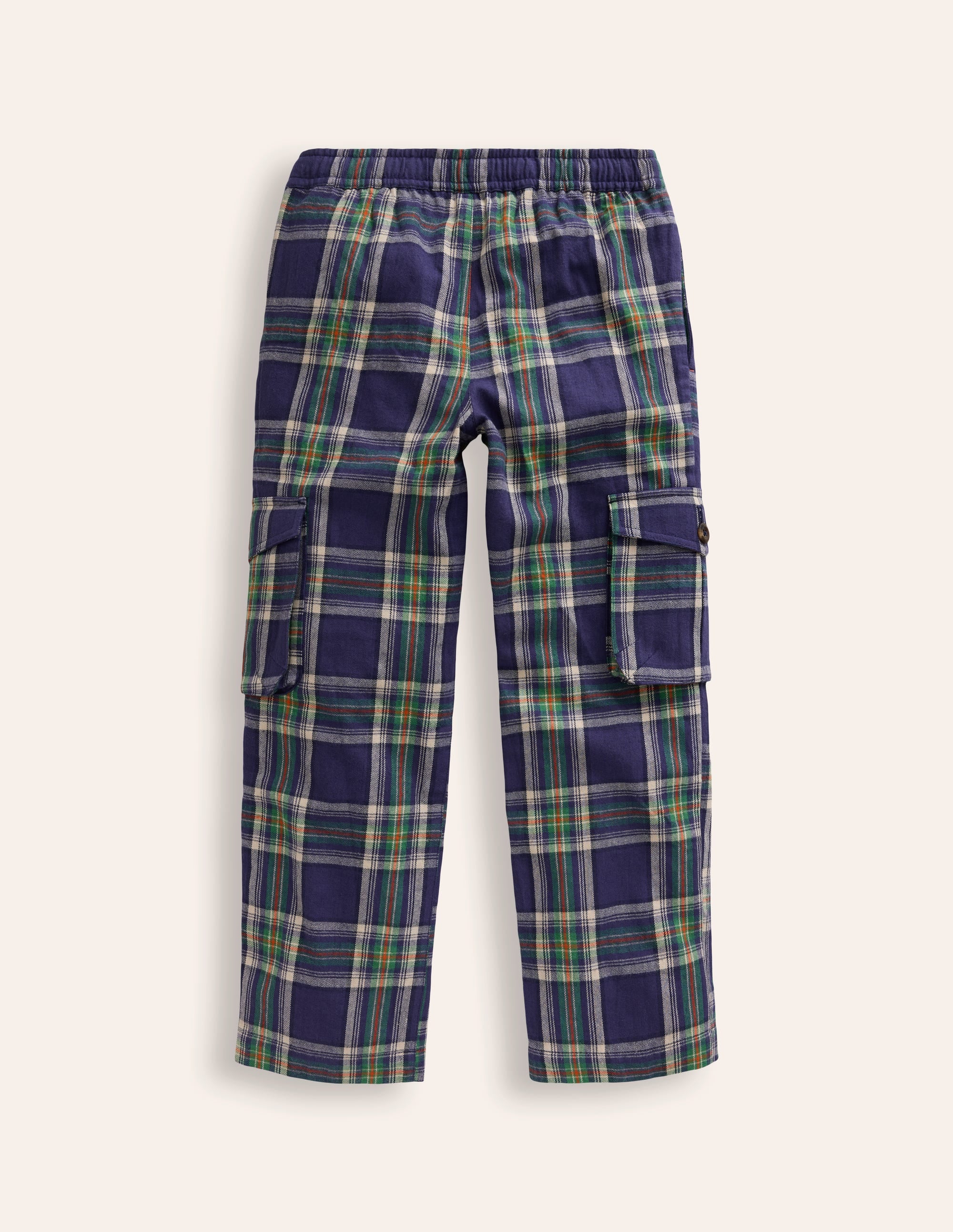 Kuschelige, gefütterte Cargohose-Marineblau / Grün Karo - Image 2
