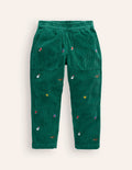 Pull-on Cord Trousers-Festive Embroidery