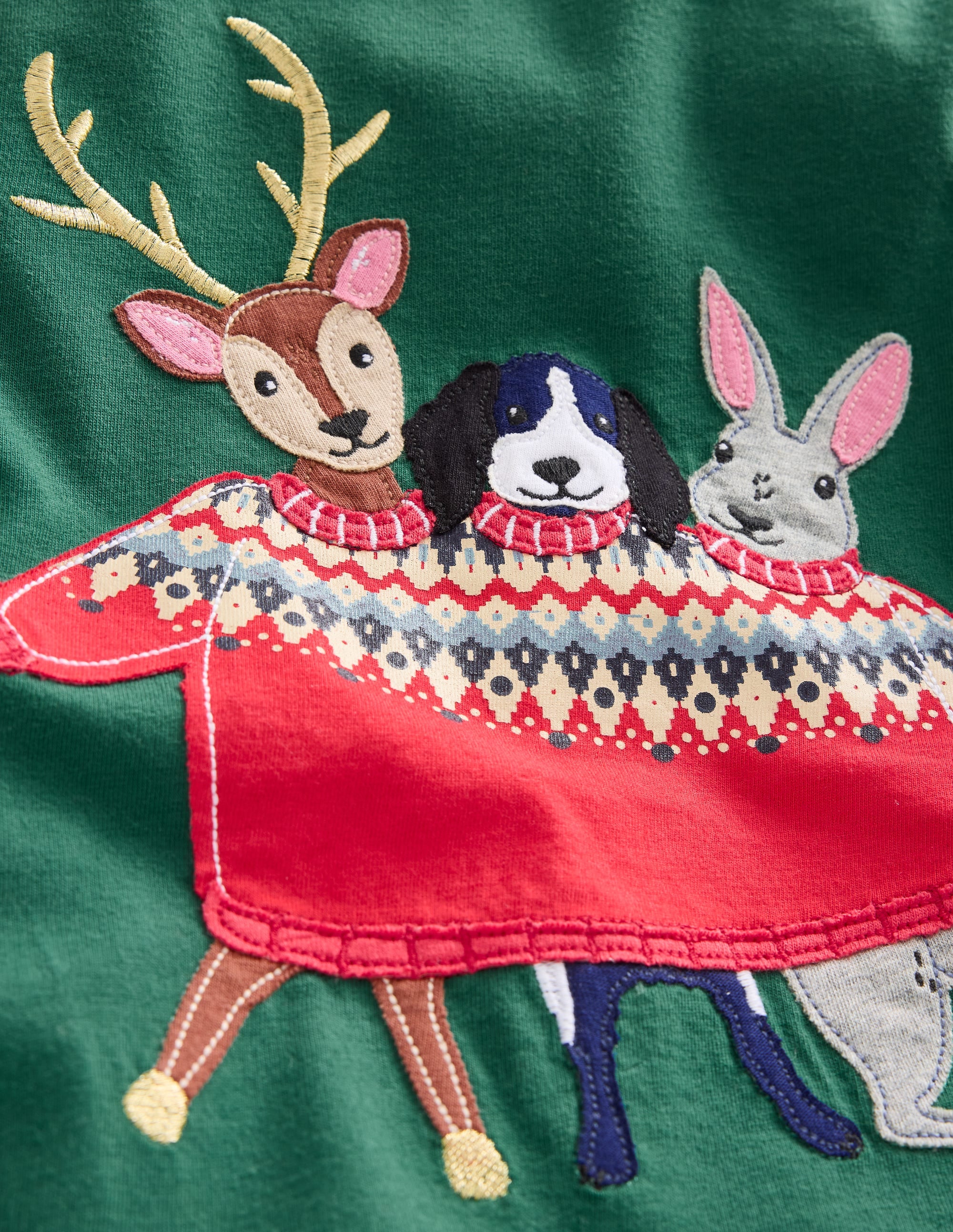T-Shirt mit Applikation im Lagenlook-Schmucksteingrün Festliche Tiere - Image 3