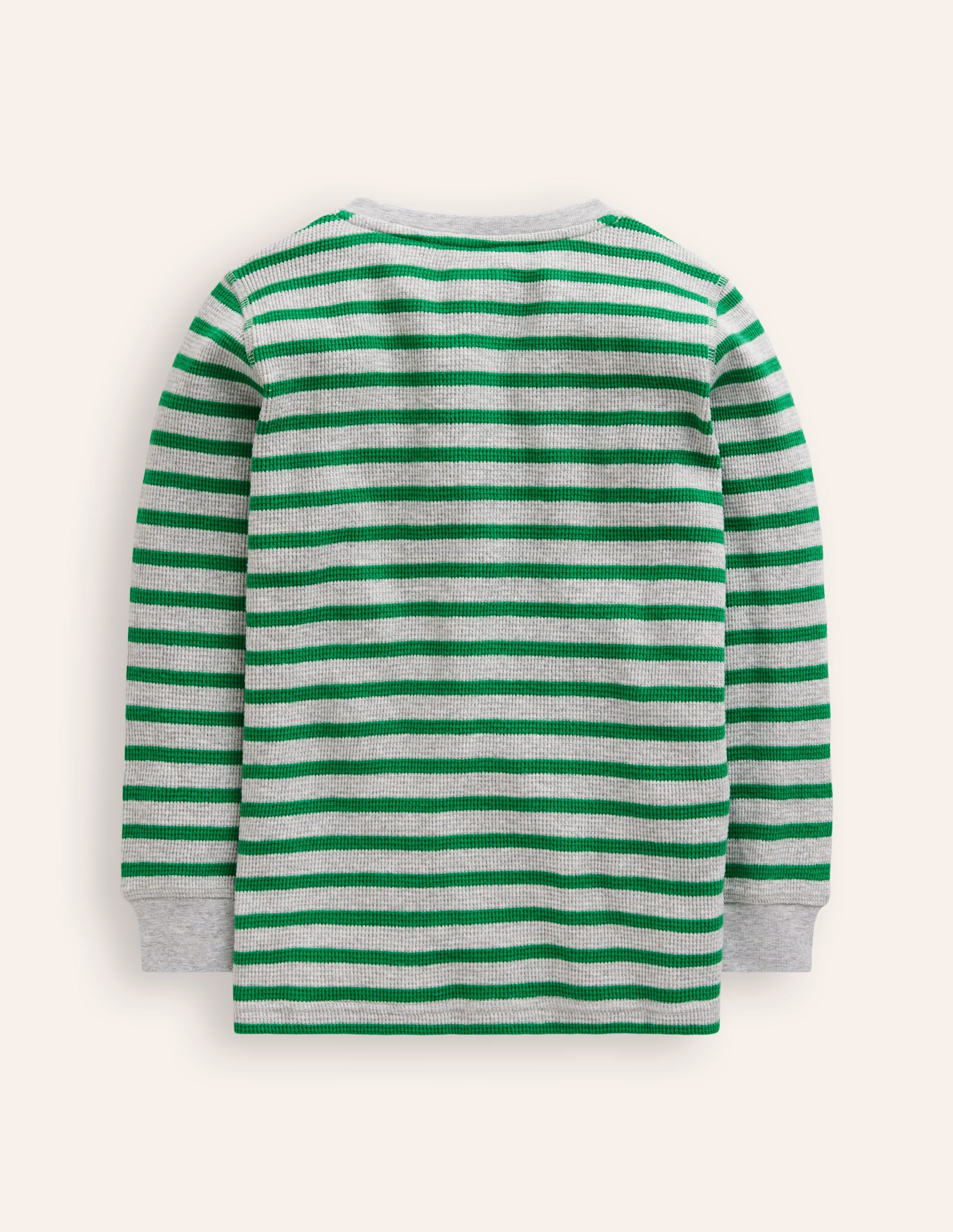 Henley-T-Shirt mit Waffelmuster-Hochlandgrün und Grau Meliert - Image 2