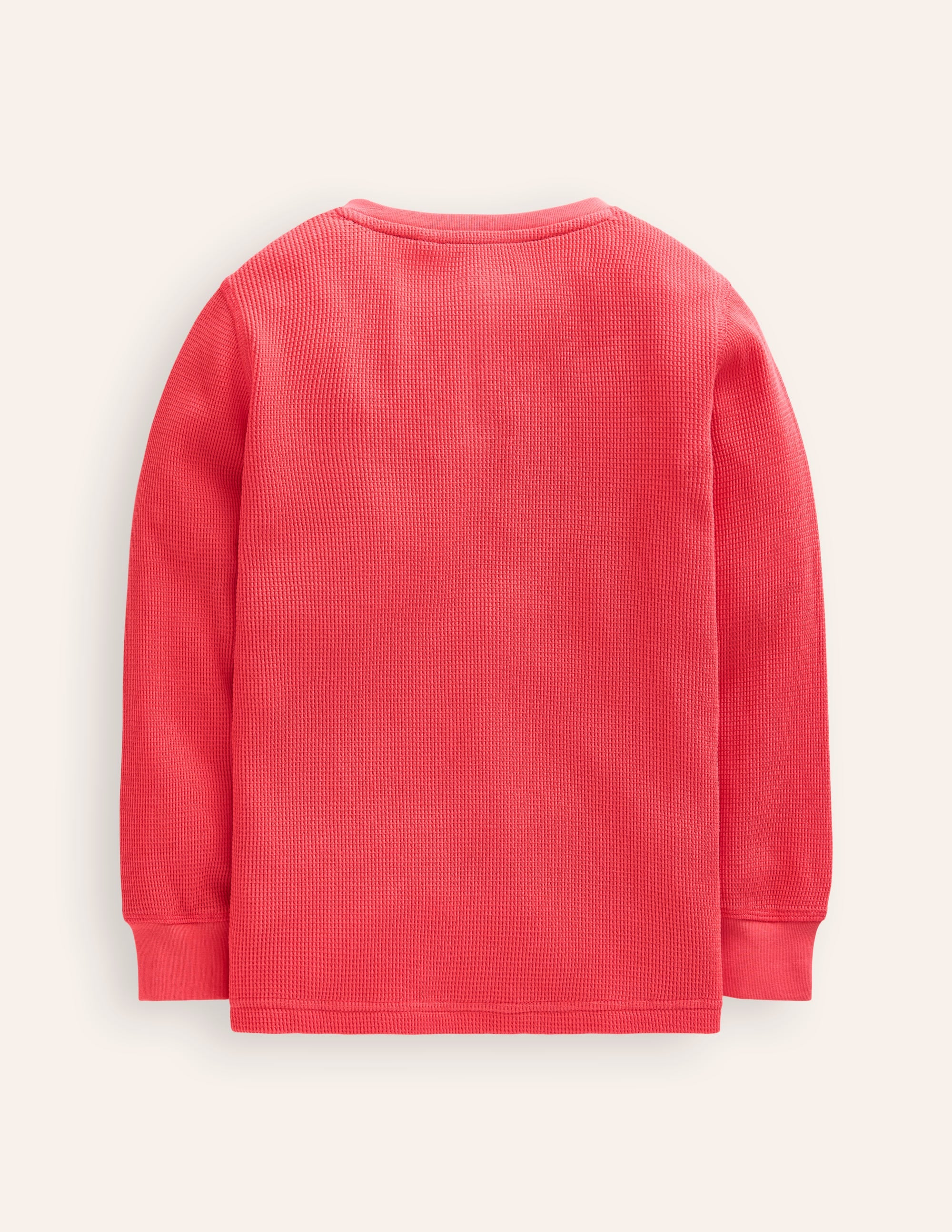 Henley-T-Shirt mit Waffelmuster-Marmeladenrot - Image 2