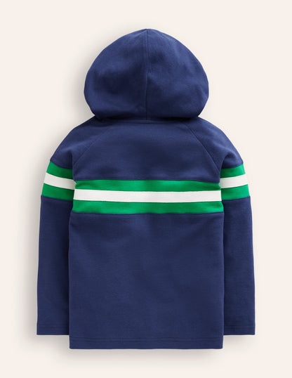 Superweicher Raglan-Hoodie-College Marineblau Brust Streifen