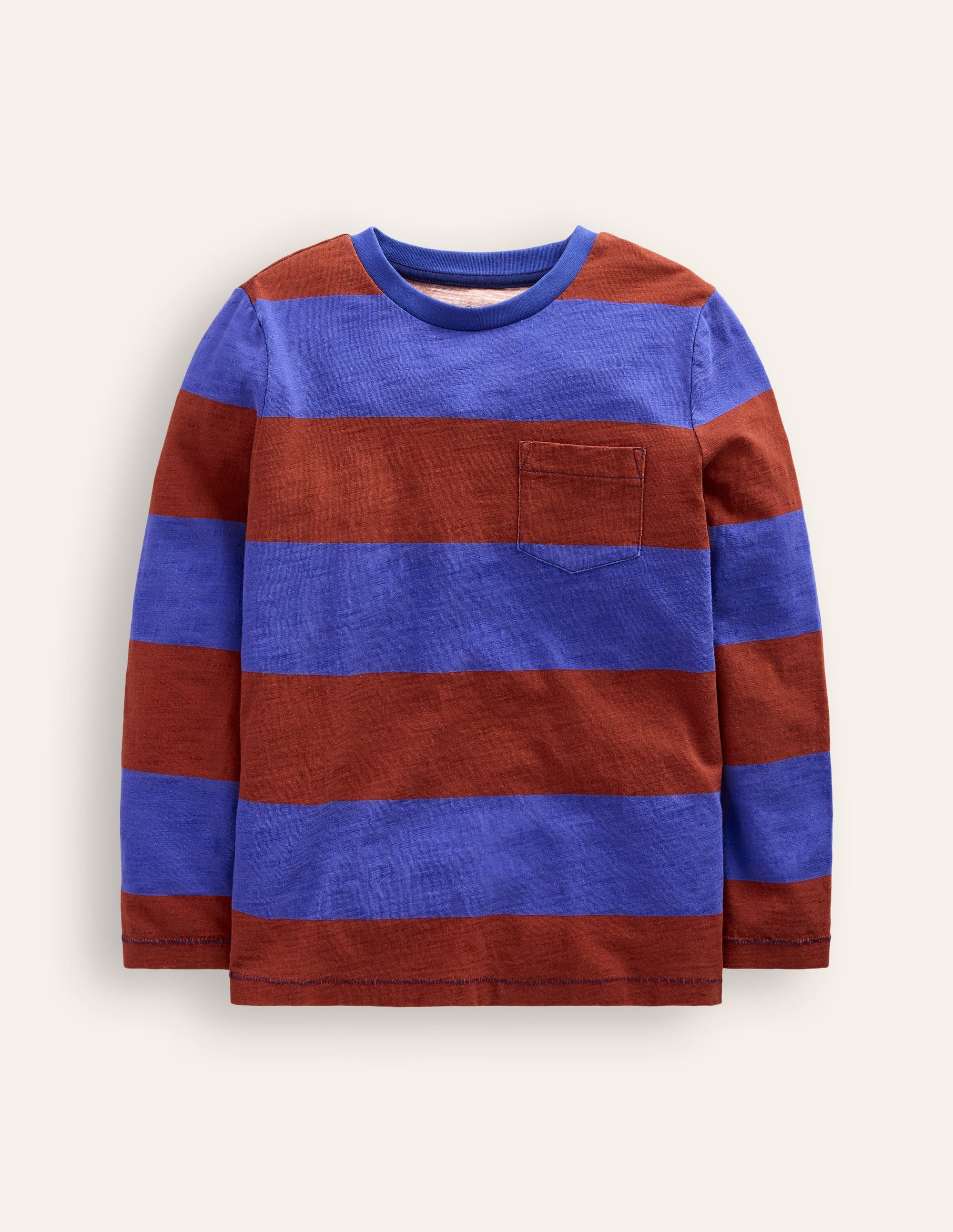 Langärmliges T-Shirt für den Alltag-Blau/Burgunderrot Gestreift - Image 1