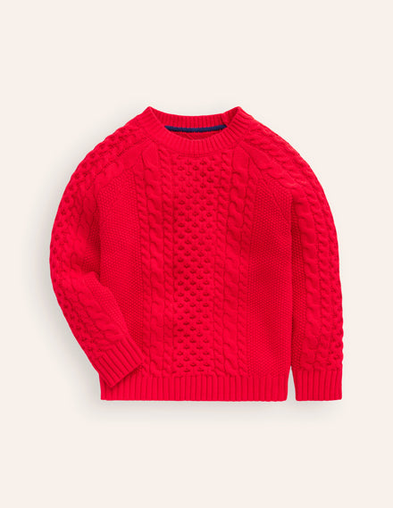 Pull traditionnel torsadé-Rouge Coquelicot