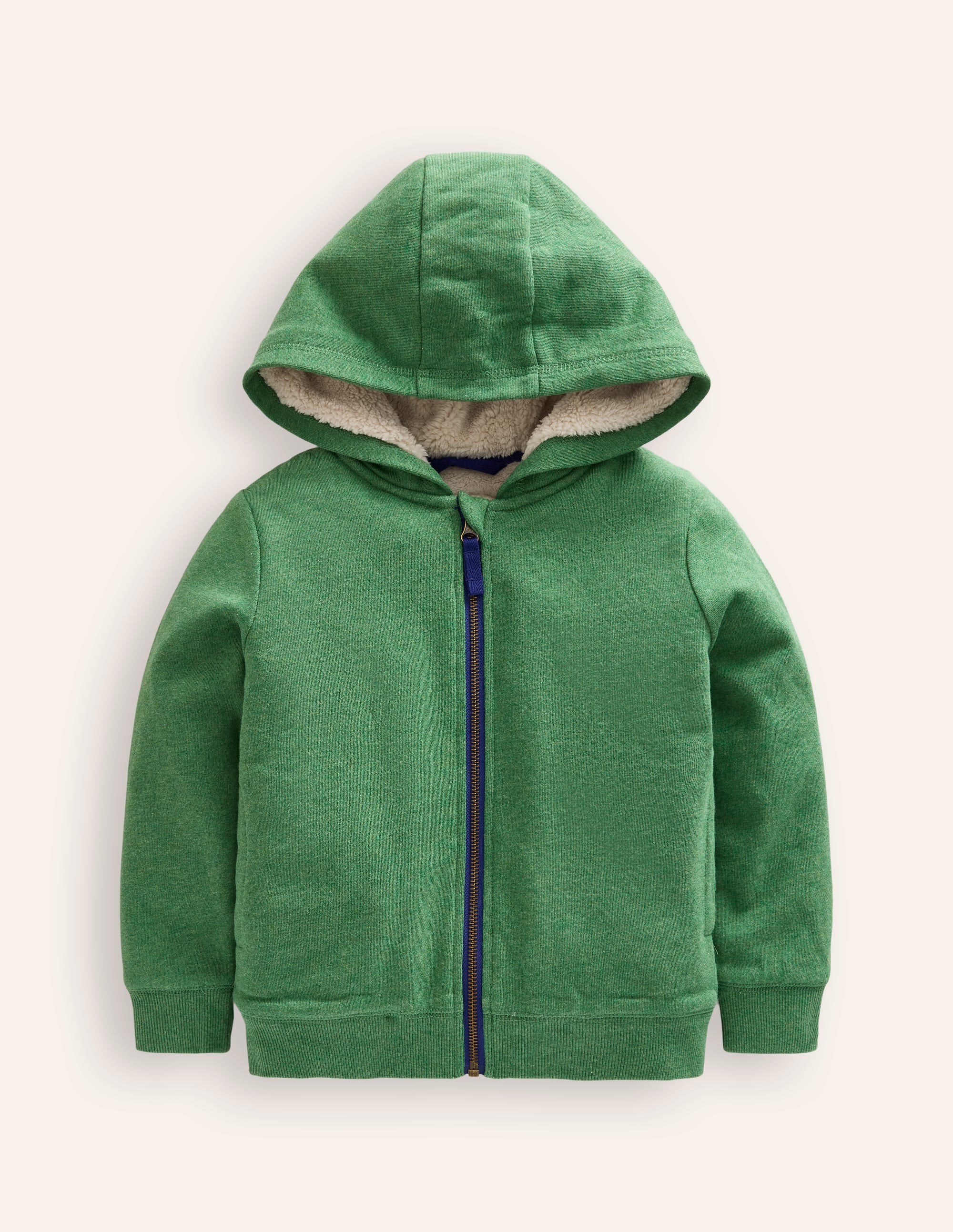 Kapuzenpullover mit Zottelfutter-Grün Meliert - Image 1