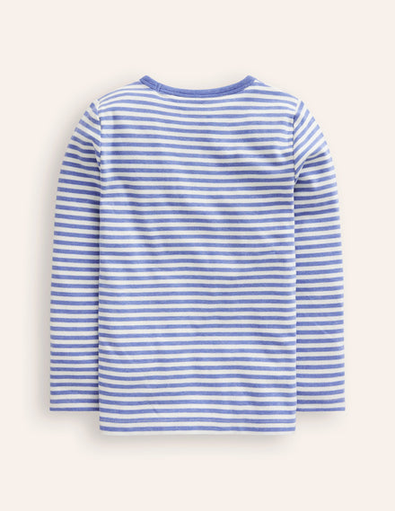 Cosy Brushed Top-Ivory/Bluejay