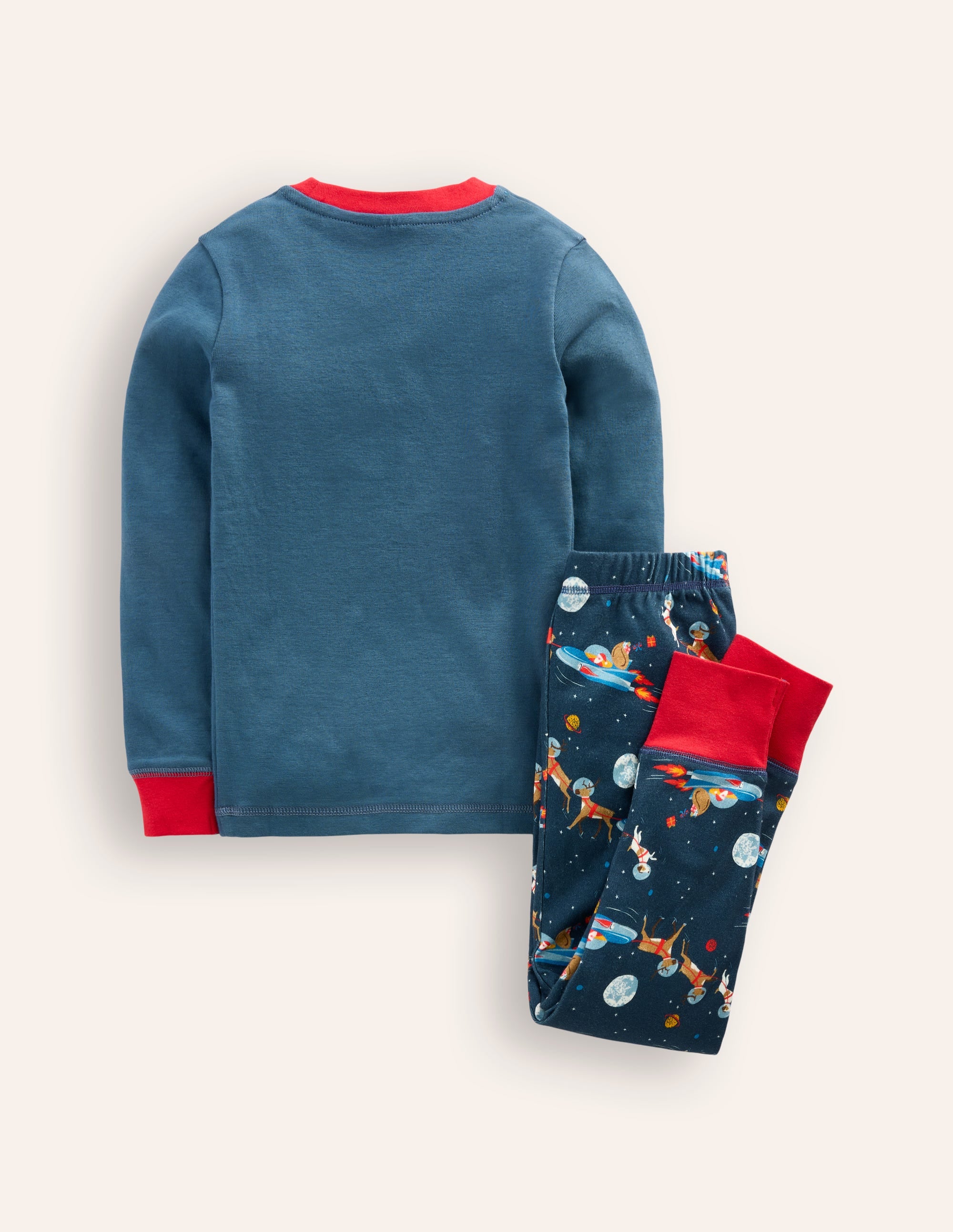 Eng anliegender, langer Schlafanzug-Roboter Blau Weltall Weihnachtsmann - Image 2
