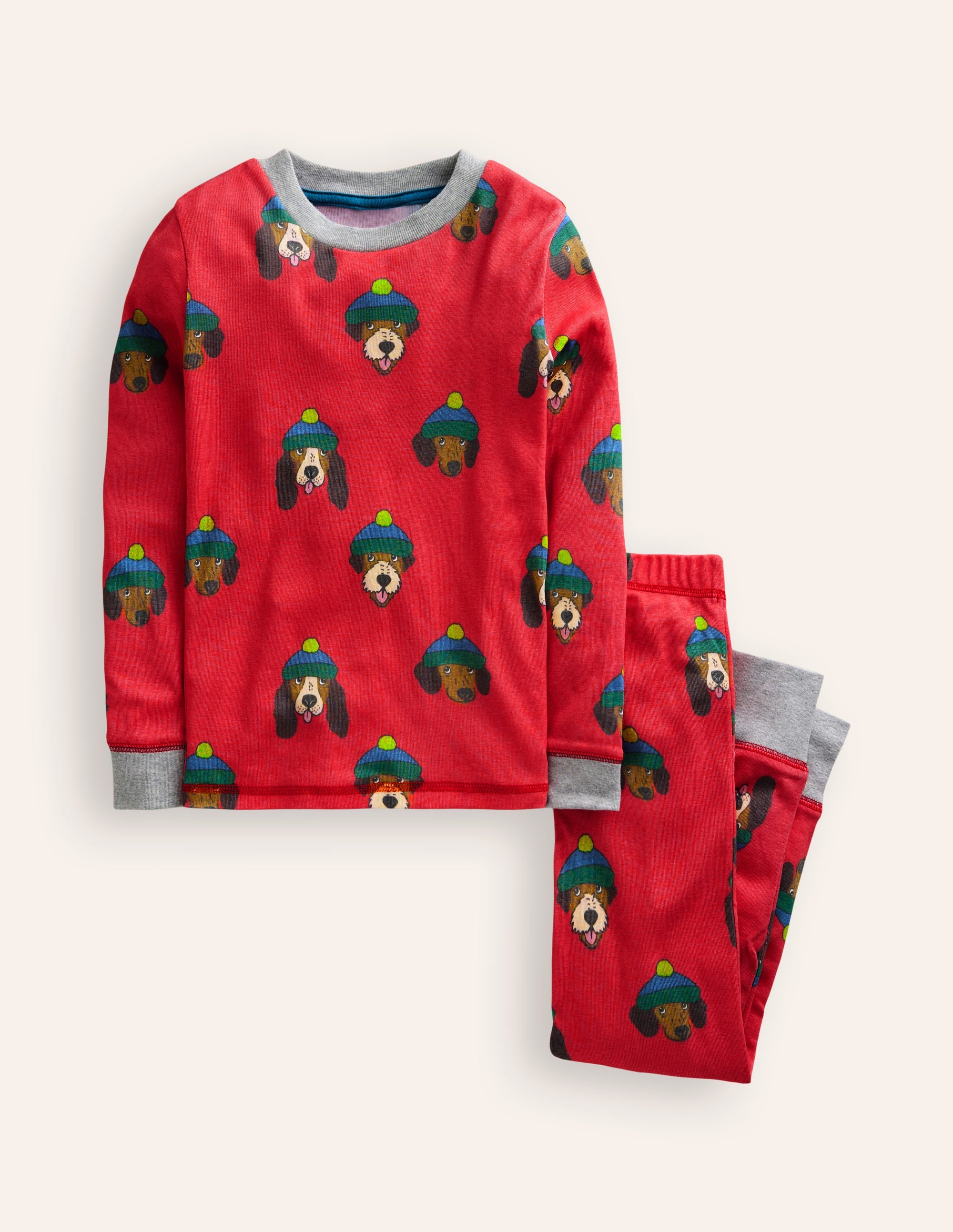 Pyjama long douillet-Chiens rouge coquelicot - Image 1