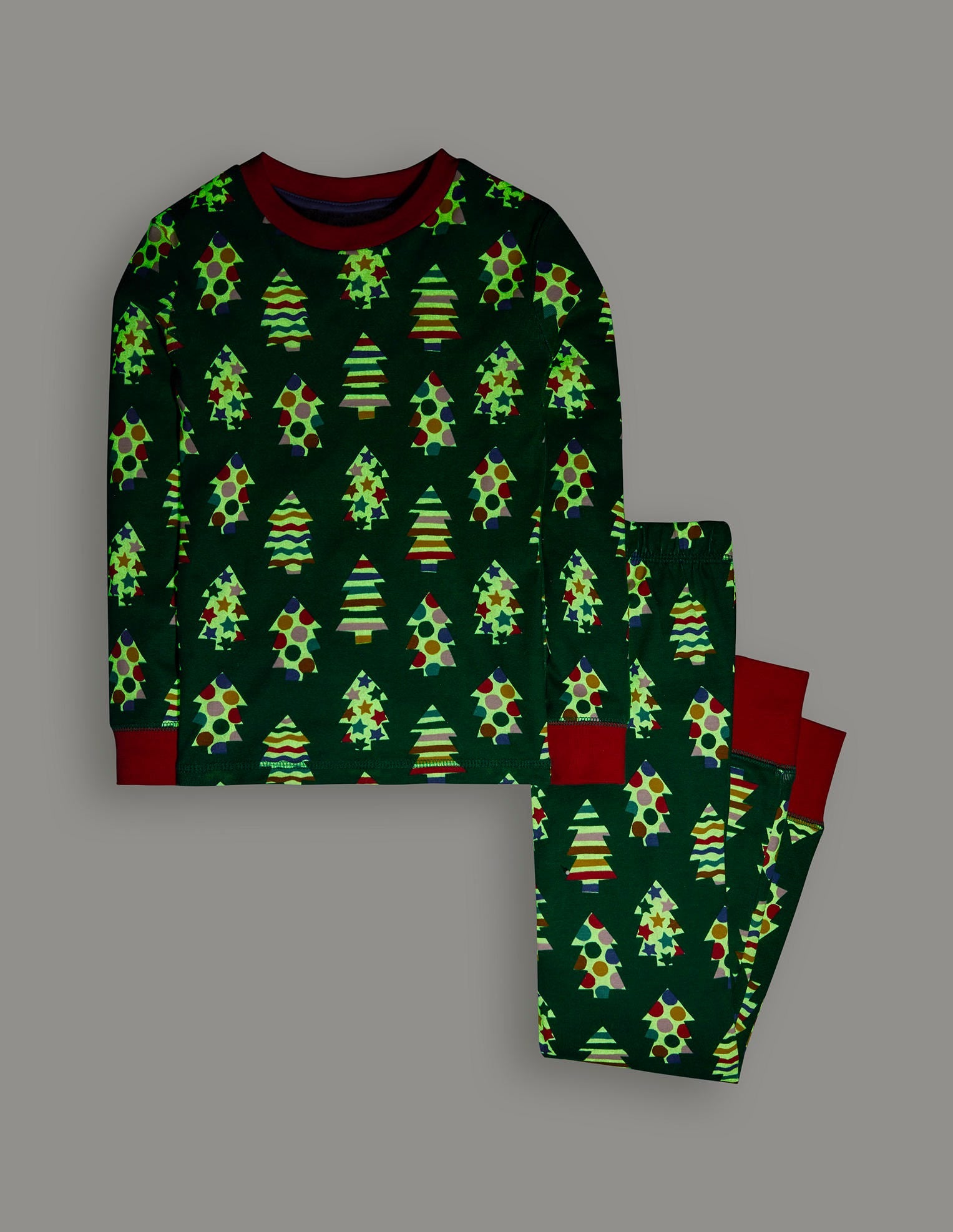 Eng anliegender, im Dunkeln leuchtender Schlafanzug-Weihnachtsbäume - Image 4