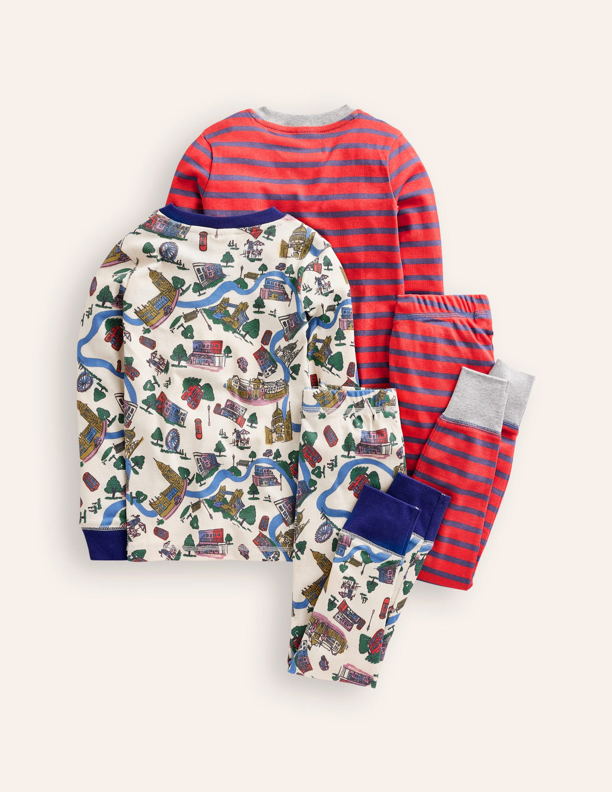 2 pyjamas douillets-Paysage londonien et rayé - Image 2