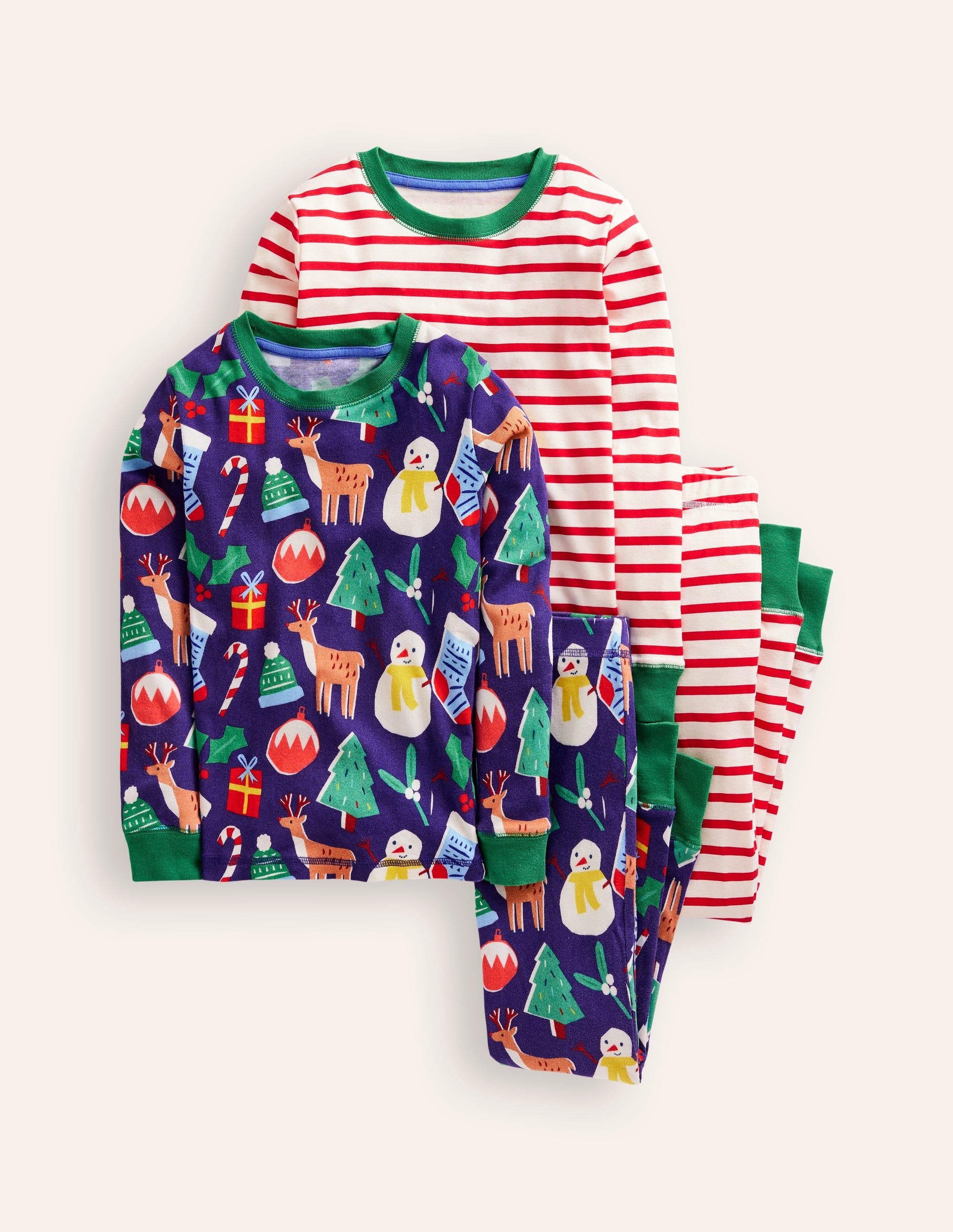 Kuschelige Schlafanzüge im Doppelpack-Weihnachtsgeschenke und Streifen - Image 1