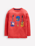 T-shirt à manches longues et logo super surpiqûres-Guitare rouge confiture