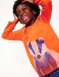 T-shirt à super surpiqûres-Blaireau orange terre cuite