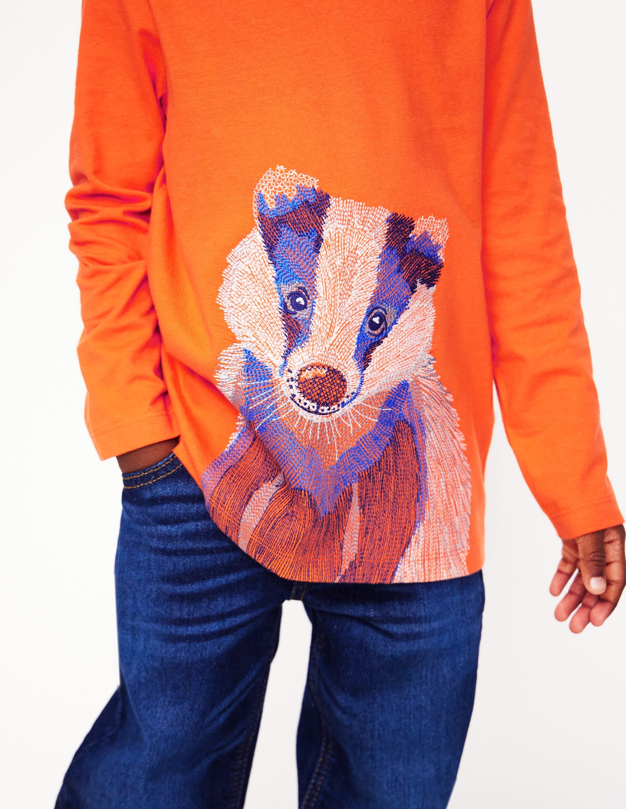 T-shirt à super surpiqûres-Blaireau orange terre cuite - Image 2