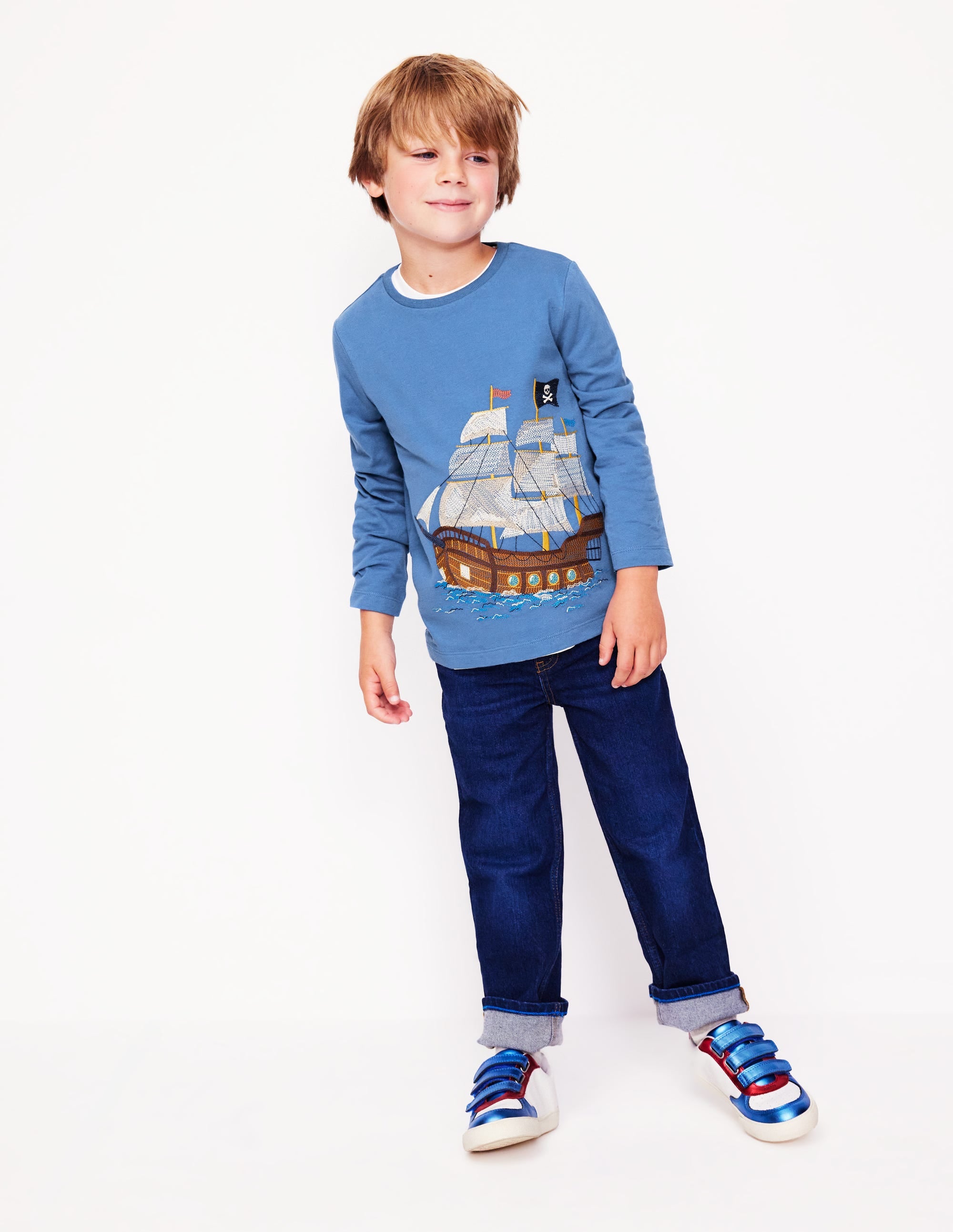 T-Shirt mit Superstitch-Design-Blauhäher Piratenschiff - Image 1