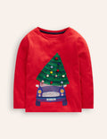 T-Shirt mit Superstitch-Design-Mohnblumenrot Weihnachtsauto