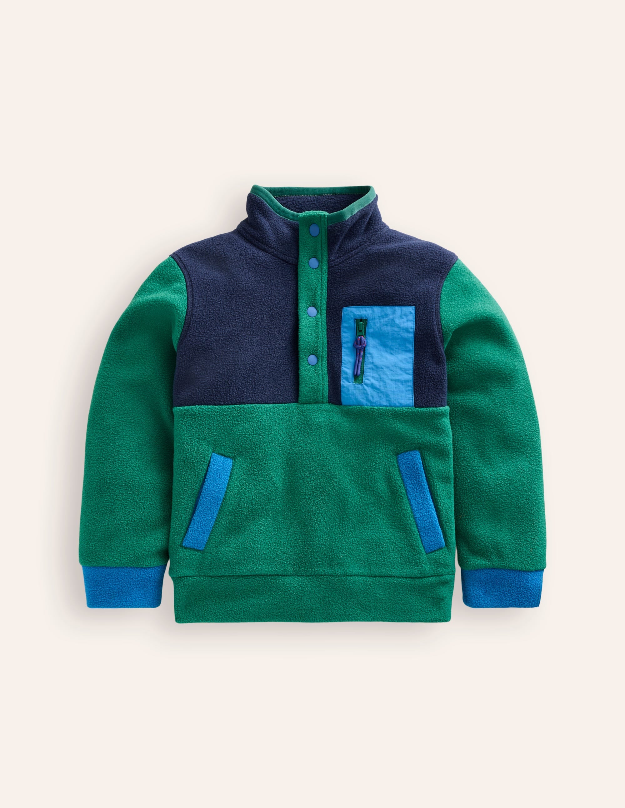 Kuscheliger Fleecepullover-Schmucksteingrün Blockfarben - Image 1