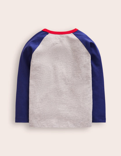 T-shirt festif à manches raglan-Gris Marl Moo-Dauphin-2