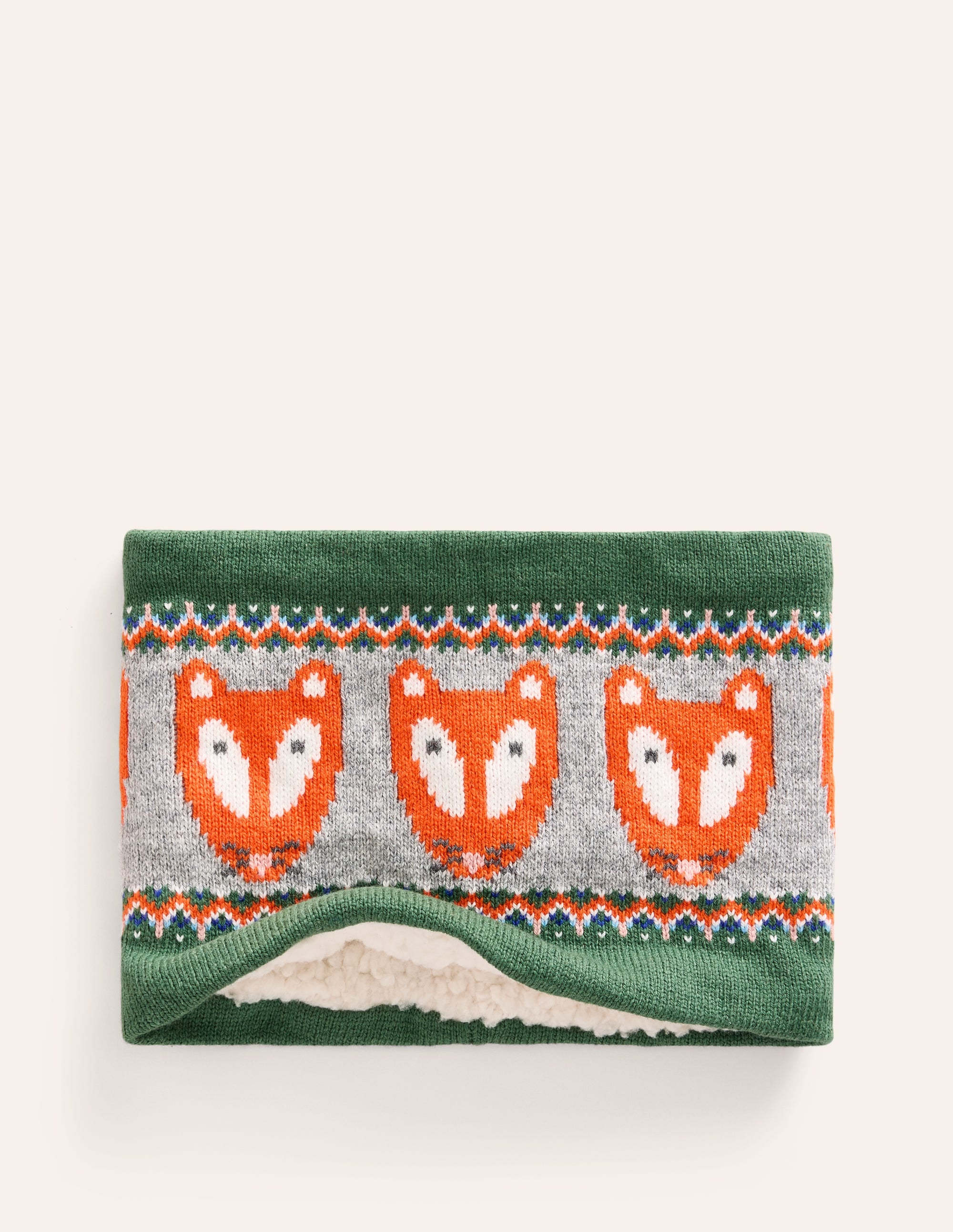 Snood en maille motif jacquard-Renard vert épicéa - Image 3