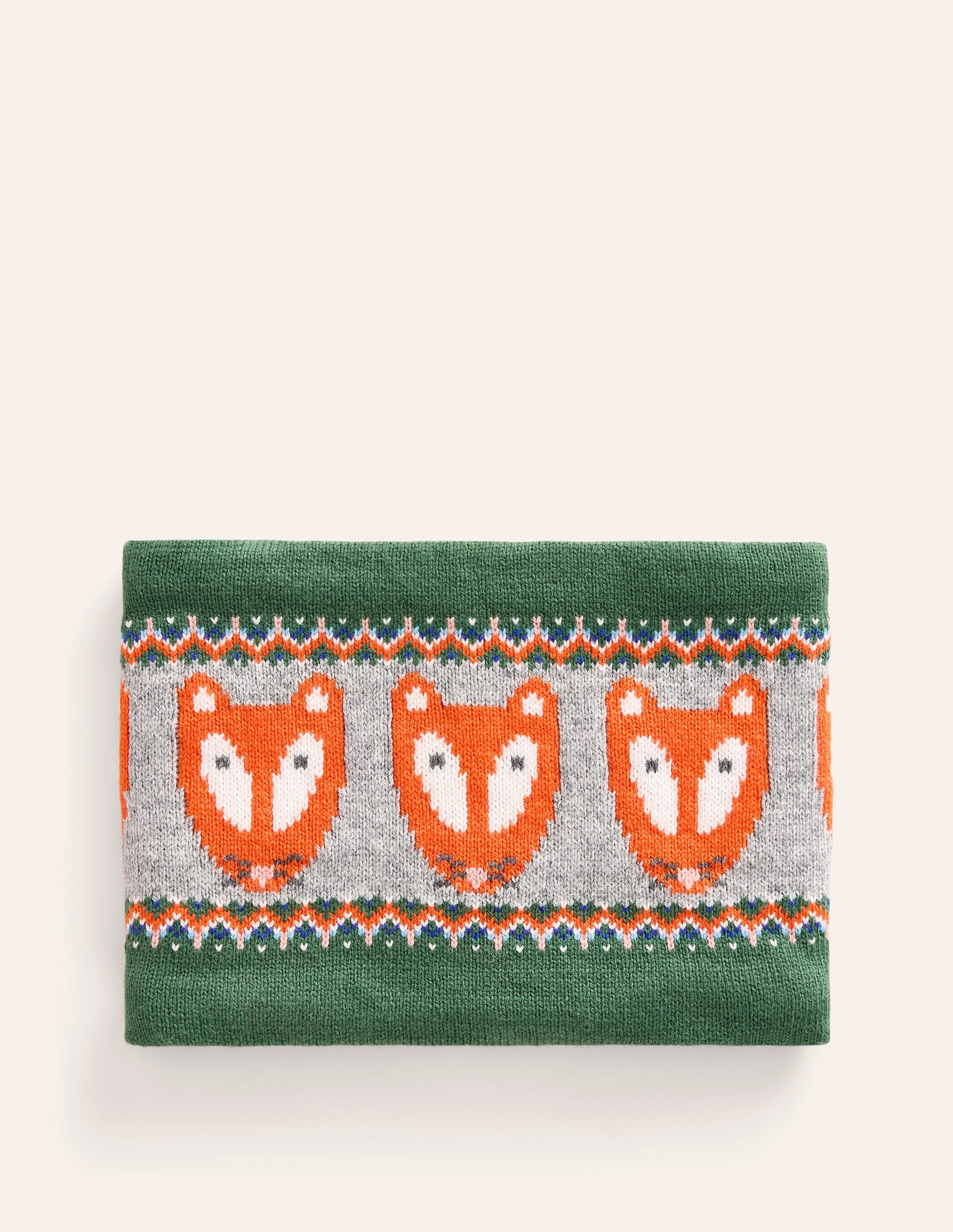 Snood en maille motif jacquard-Renard vert épicéa - Image 1
