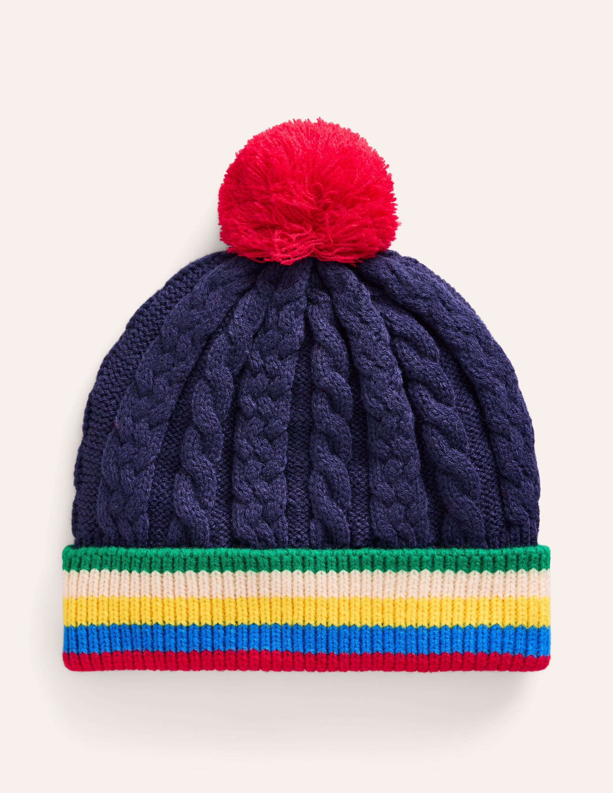 Bonnet en maille torsadée-Marine Université - Image 1