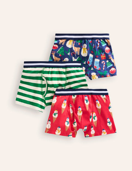 Boxershorts im 3er-Pack-Bunt, Weihnachtsmotiv