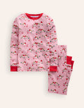 Pyjama long douillet-Rouges-gorges rose