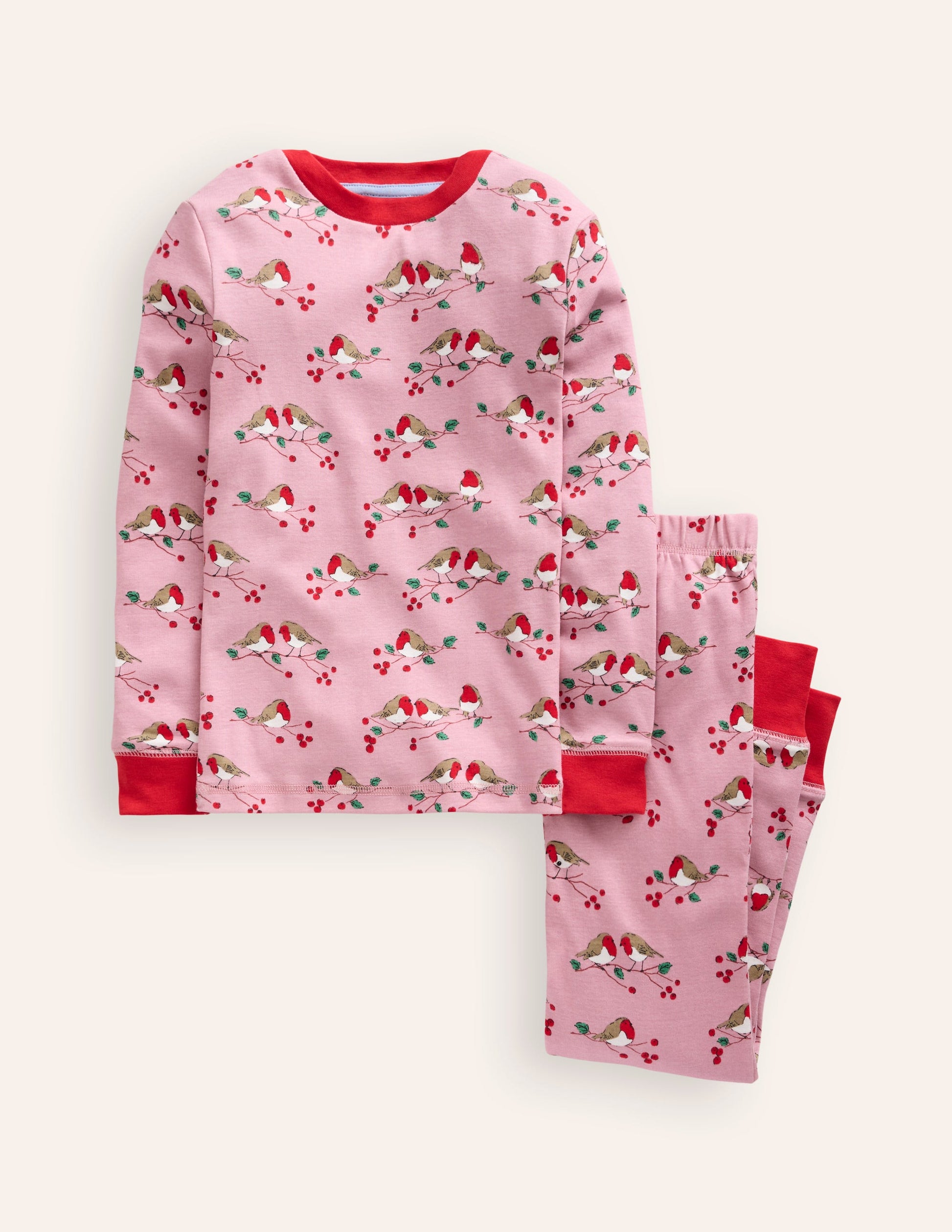 Pyjama long douillet-Rouges-gorges rose-1