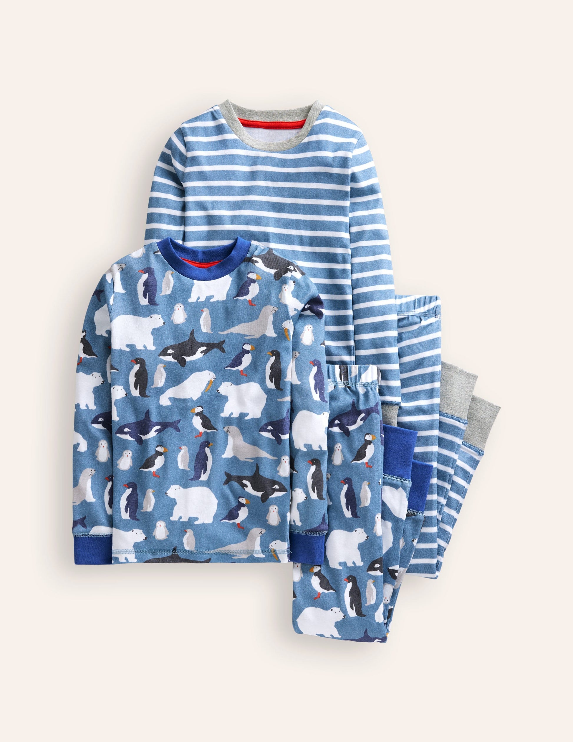 Snug Twin Pack Pyjamas-Blue Artic Animals and Stripe-1