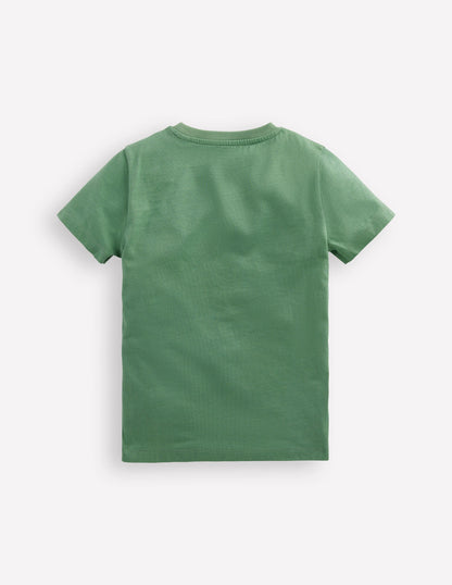 T-shirt zippé à appliqué-Dinosaure vert triton