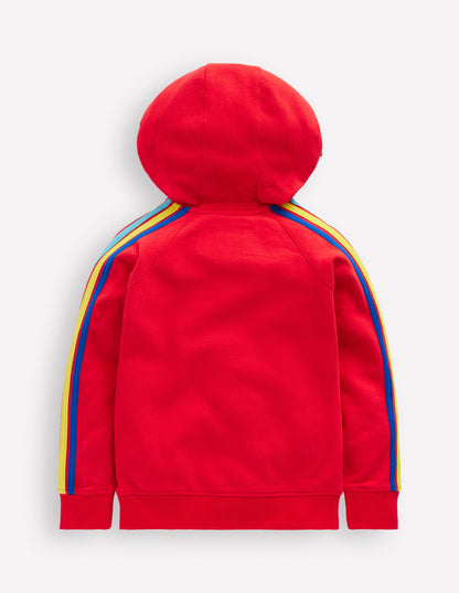 Rainbow Zip-Up Hoodie-Cherry Tomato Red