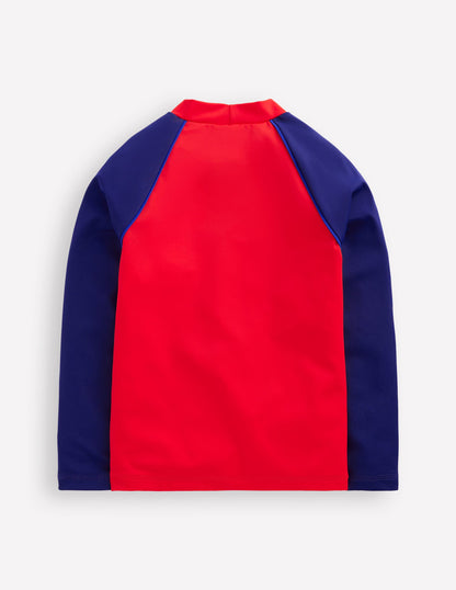 Colour Block Rash Vest-Poppy Red