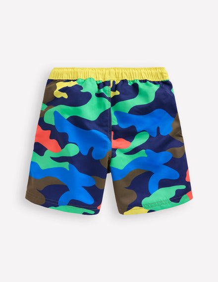 Badeshorts-Bunt, Regenbogenfarbenes Camouflagemuster