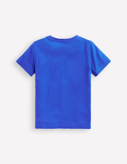 Bouclé-T-Shirt-Eisvogel Blau Weltall