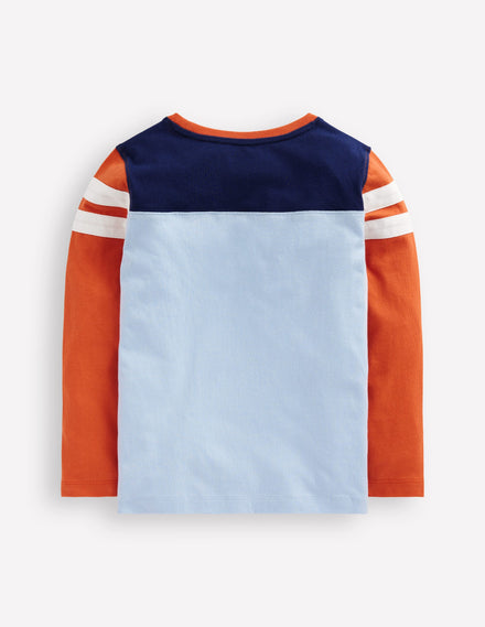 T-shirt colourblock-Colourblock bleu glacier