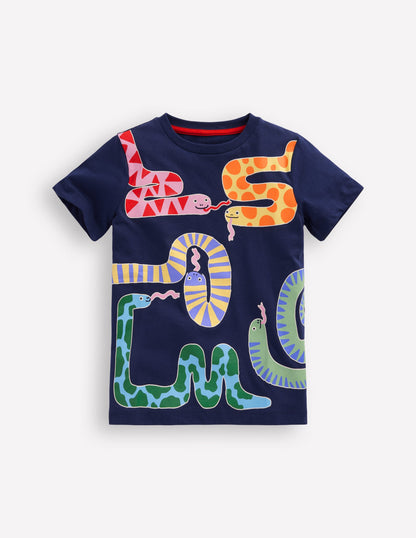 Short Sleeve GITD T-shirt-College Navy Snakes